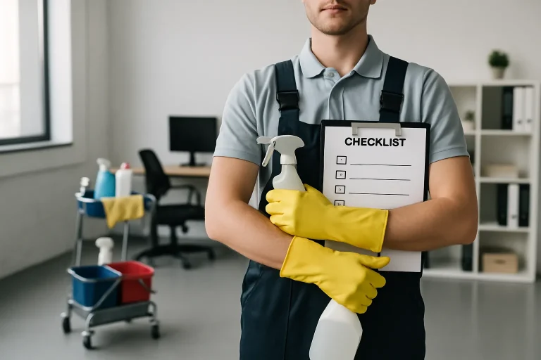 Un agent de nettoyage à TINCHEBRAY nettoyant un appartement insalubre avec précision.