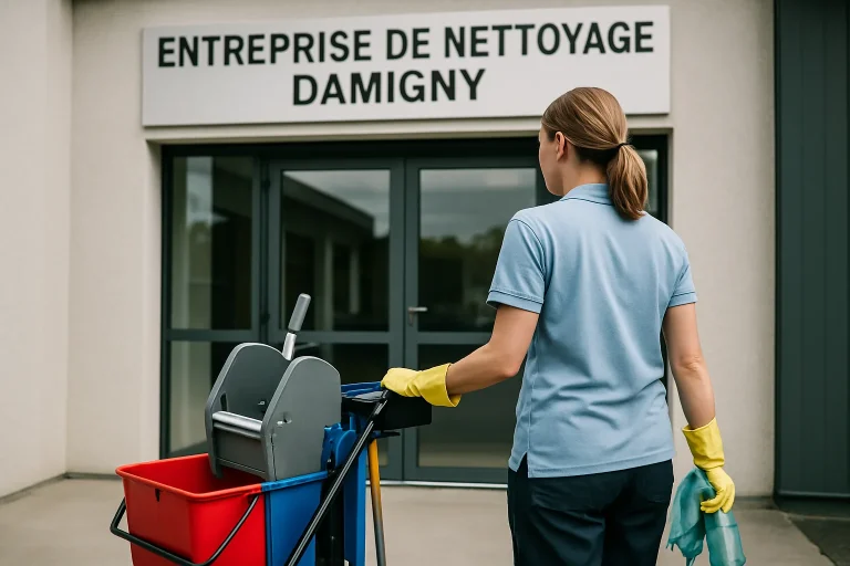 Équipe de nettoyage à Damigny s'occupant de l'entretien extérieur d'une maison.